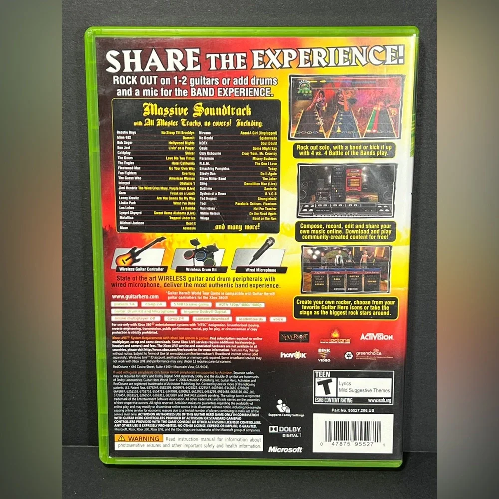 Guitar Hero World Tour Video Game Microsoft Xbox 360 CIB Complete Manual